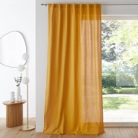 Штора 100 хлопок с отделкой потайными клапанами Scnario 180 x 135 см желтый LA REDOUTE INTERIEURS  фото, kupilegko.ru